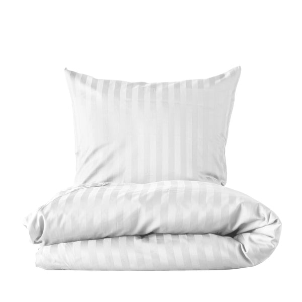 Foldet Stripe sengetøj i hvid