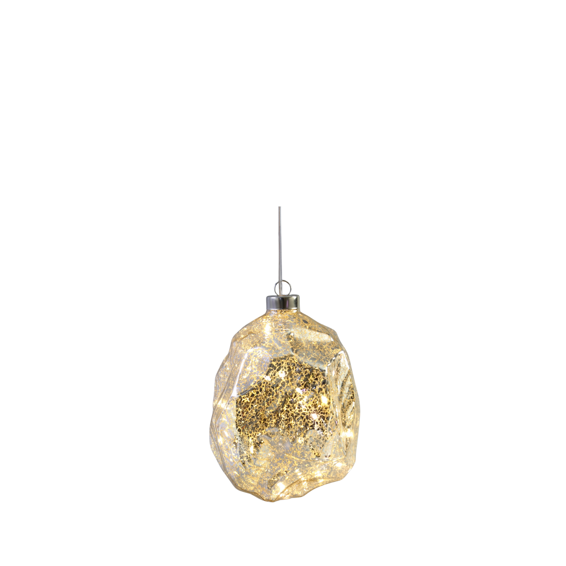 Organisk julekugle i glas m. LED