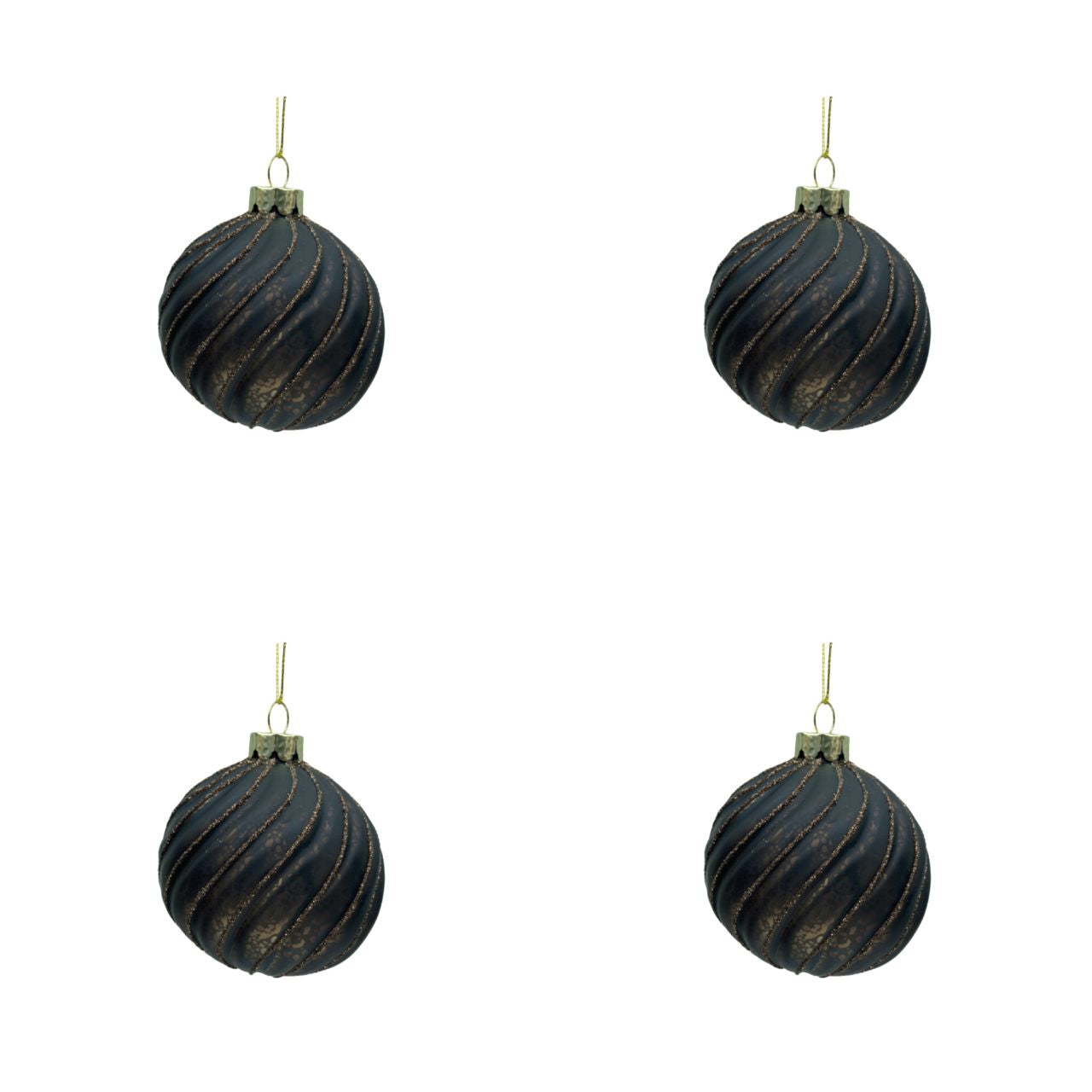 Julekugle m. swirls, 4 stk.
