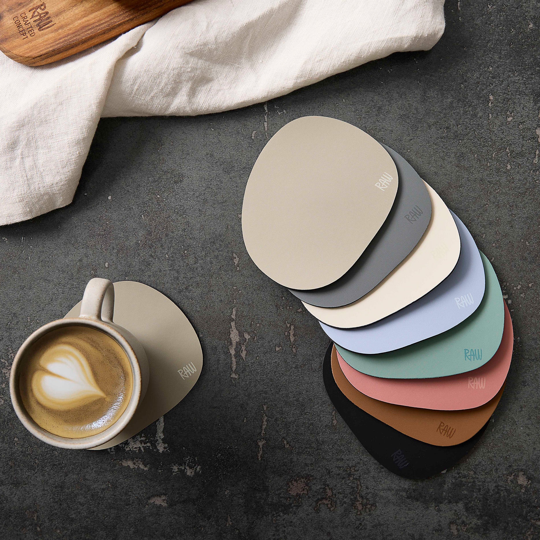 RAW coaster soft surface mocca