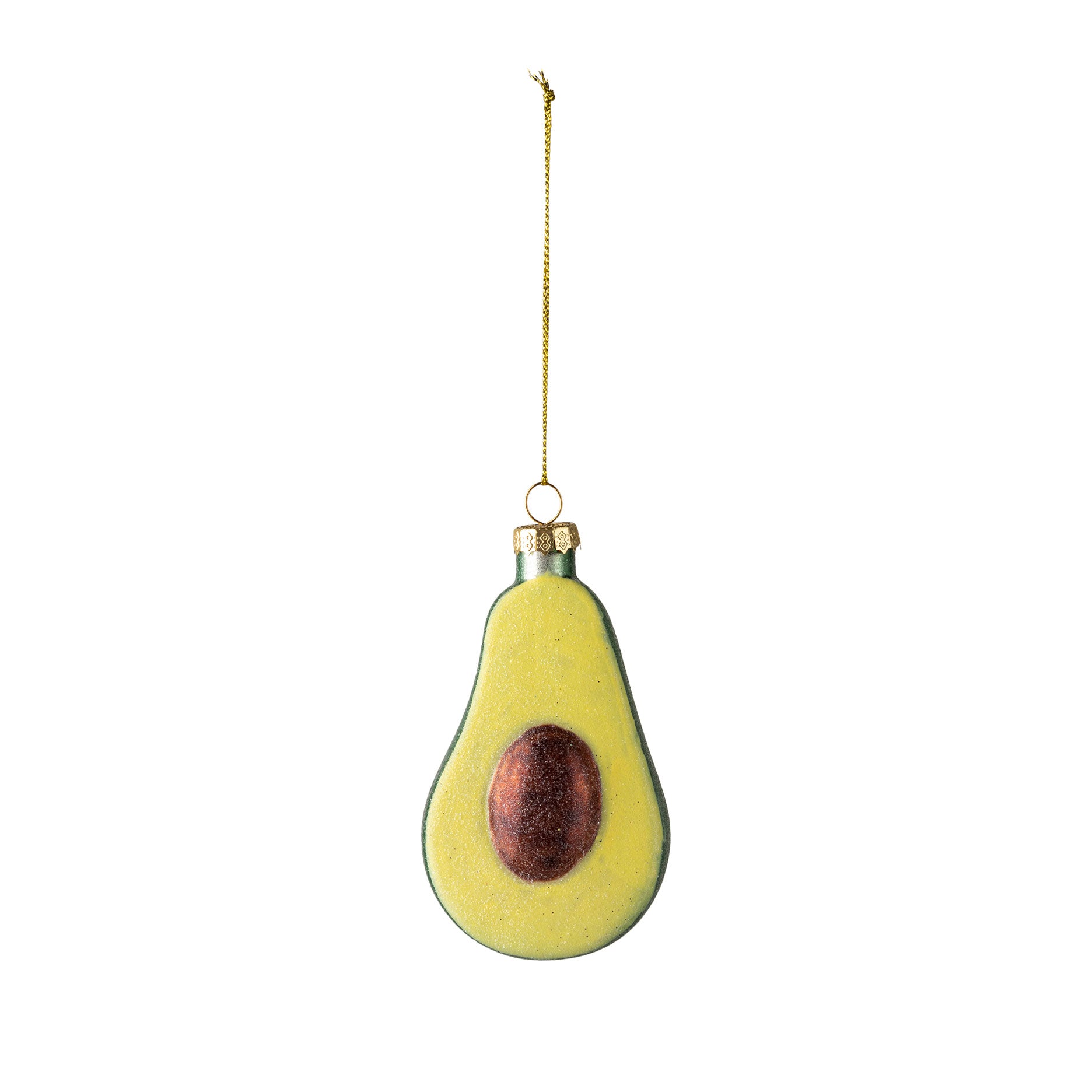 Avocado julekugle i glas 10 cm
