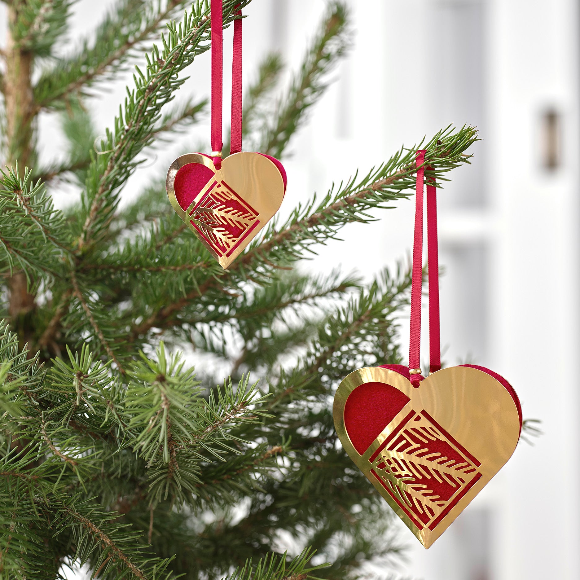 Weihnachtsherz Mini Tannenzweig vergoldet