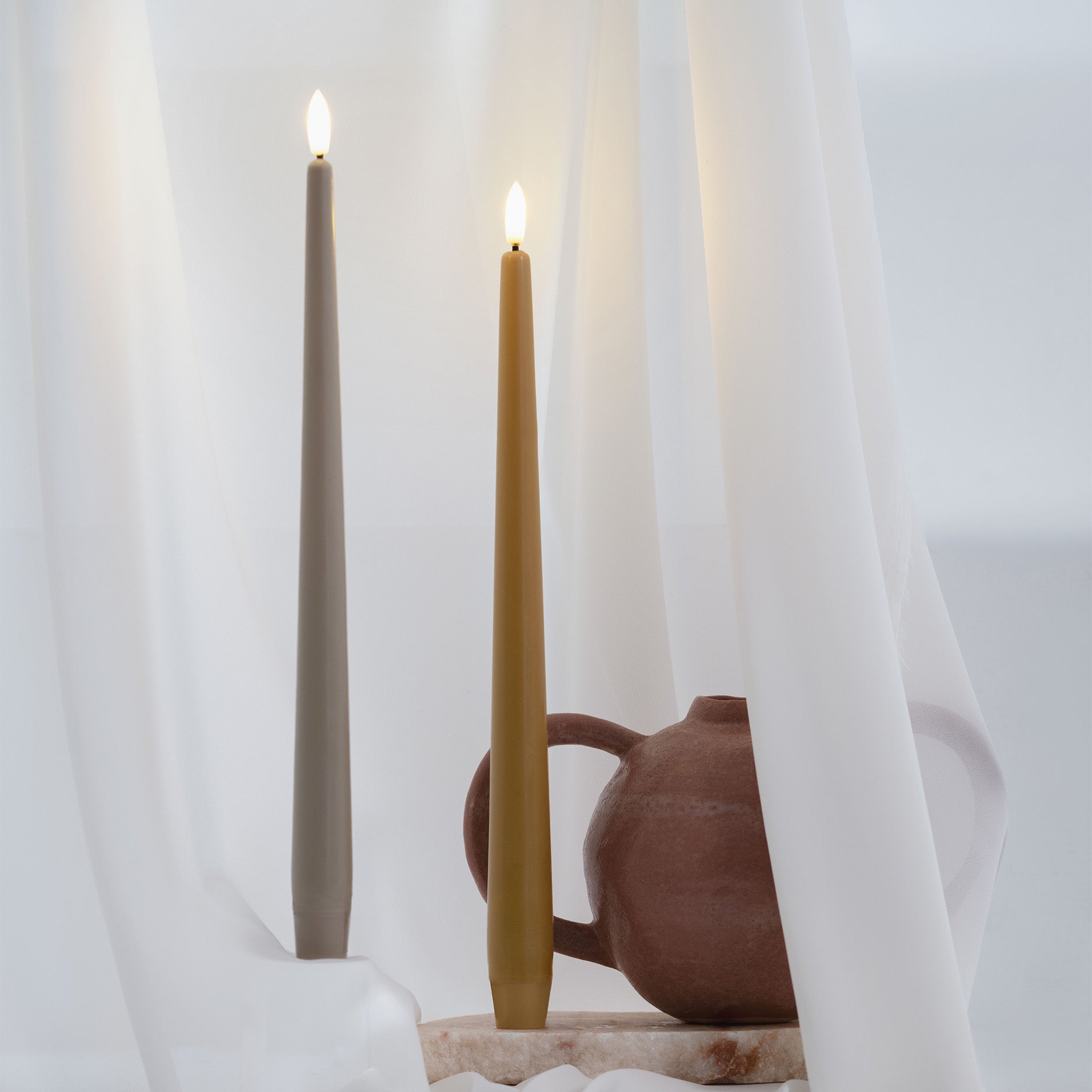 LED Stabkerzen 2 Stk 2,3 x 25 cm honey mustard