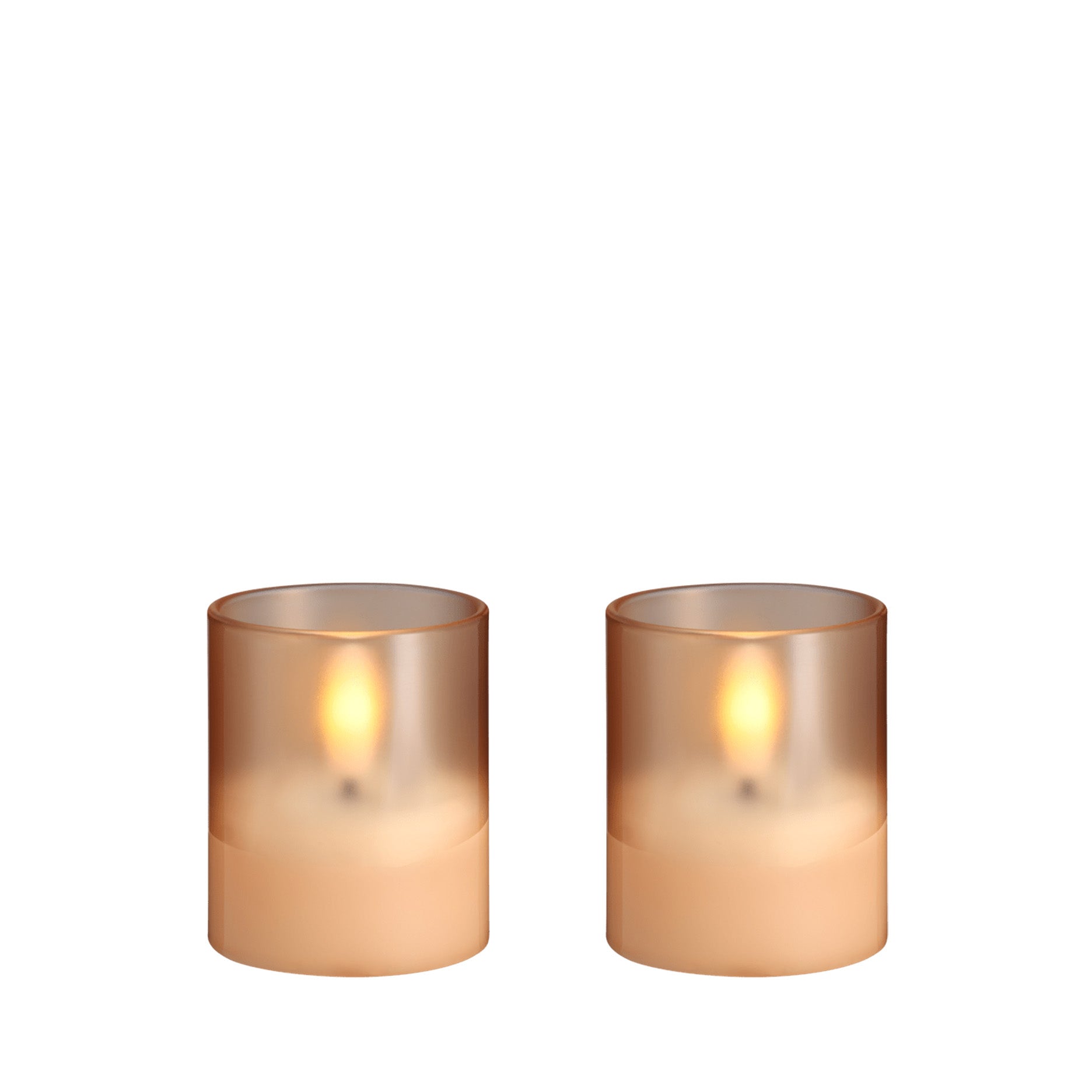 LED glass candle Hurricane 2 stk 4,7x5,7 cm champagne