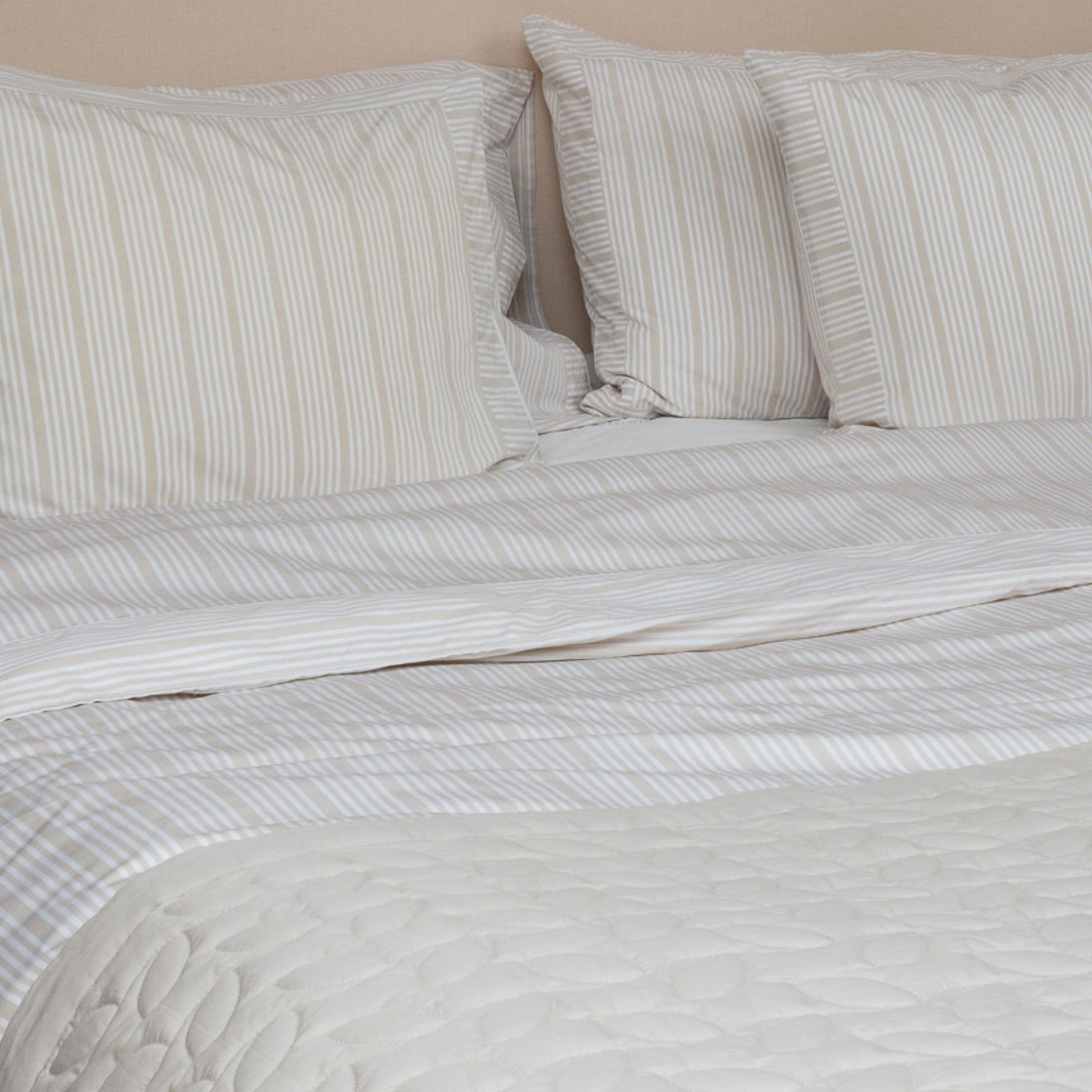 Sengetøj 200x220 cm sand beige/striber