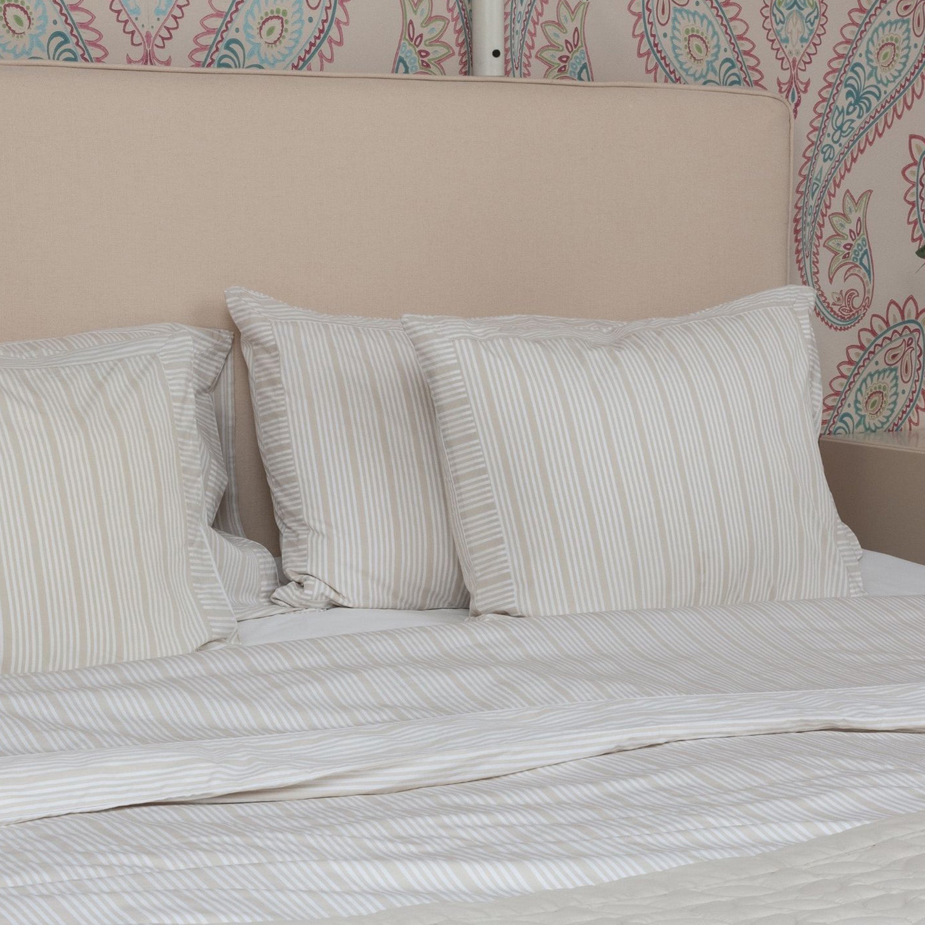 Pudebetræk 2 stk 50x90 cm sand beige/striber