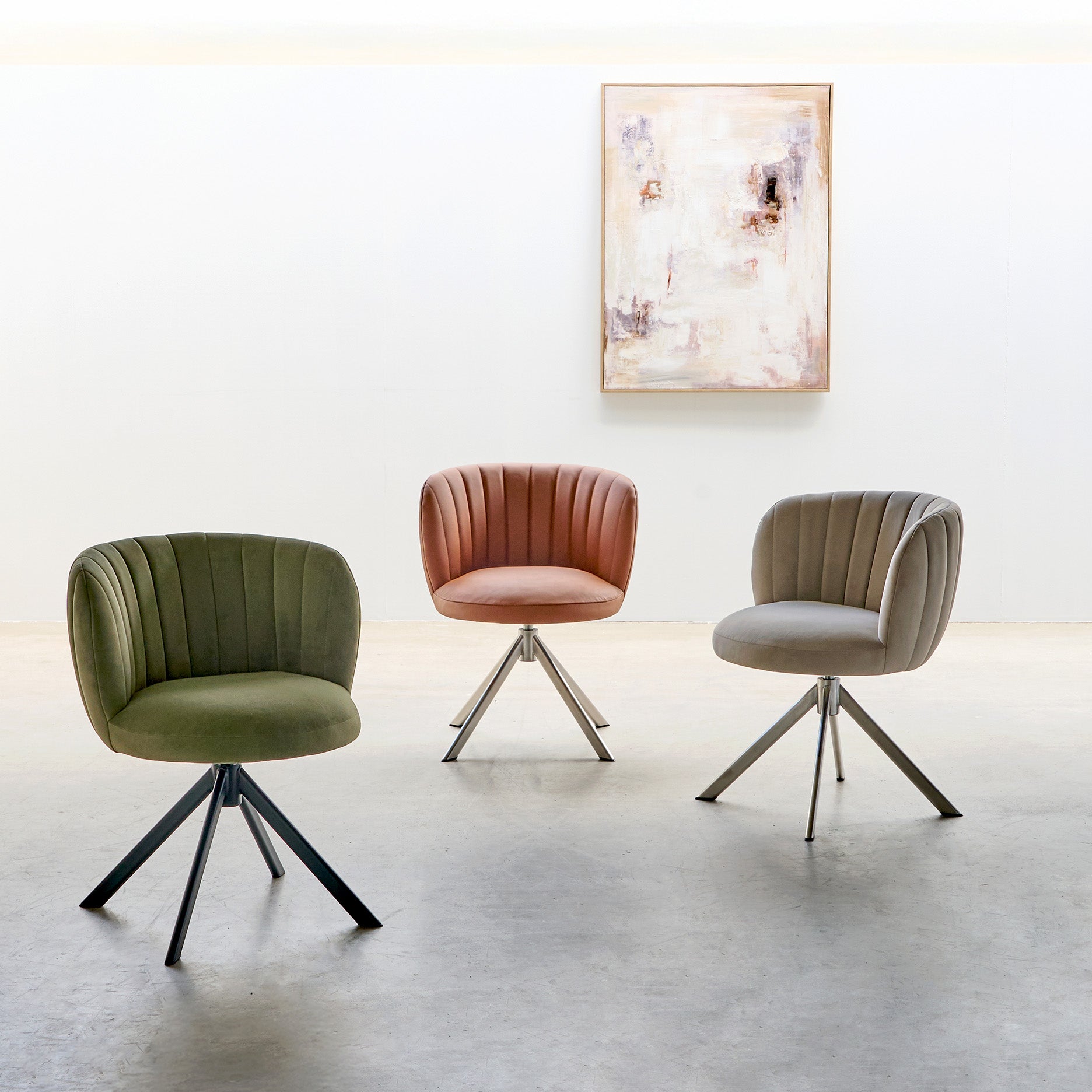 Shelly II spisebordsstol velour m. drejeben (stainless steel)