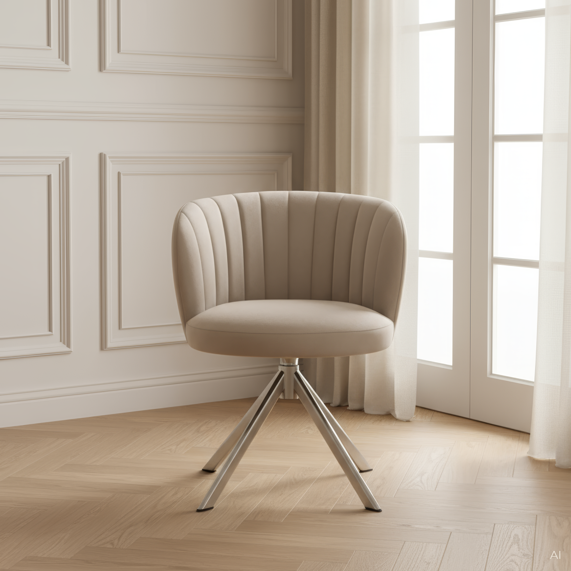 Shelly II spisebordsstol velour m. drejeben (stainless steel)