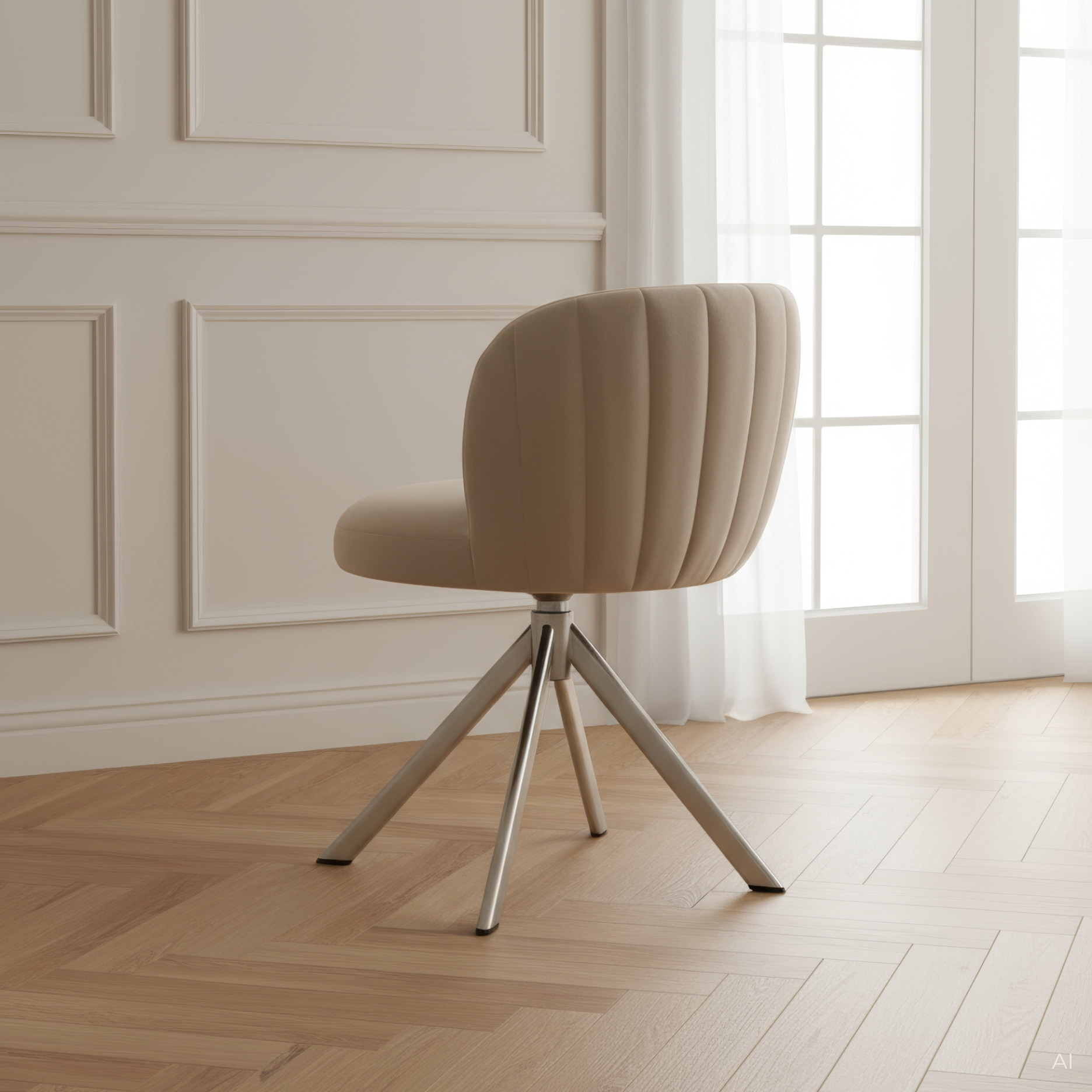 Shelly II spisebordsstol velour m. drejeben (stainless steel)