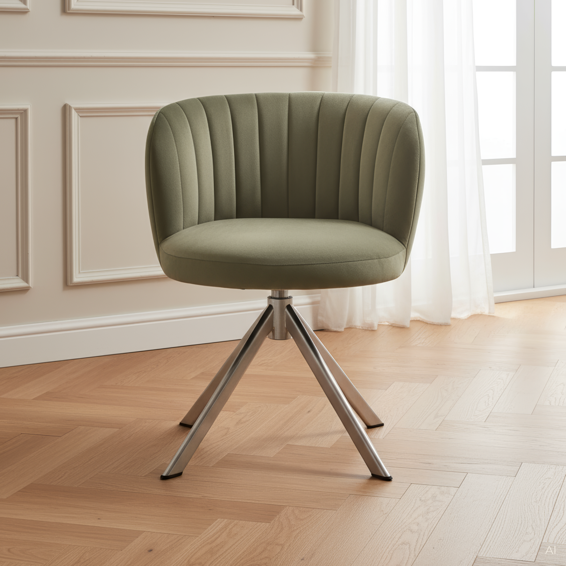 Shelly II spisebordsstol velour m. drejeben (stainless steel)