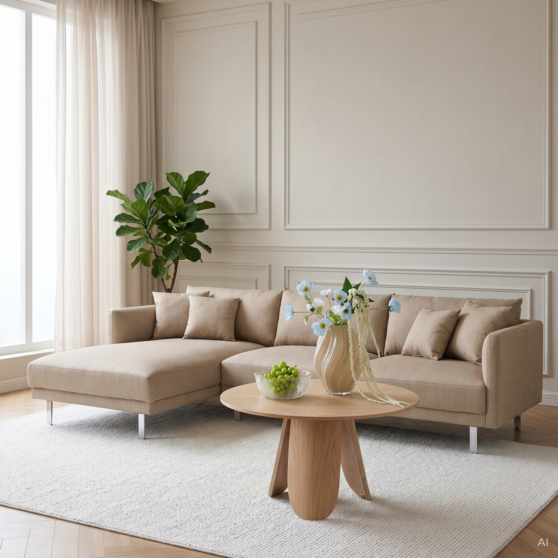 Capella II chaiselong sofa på ben (venstrevendt)