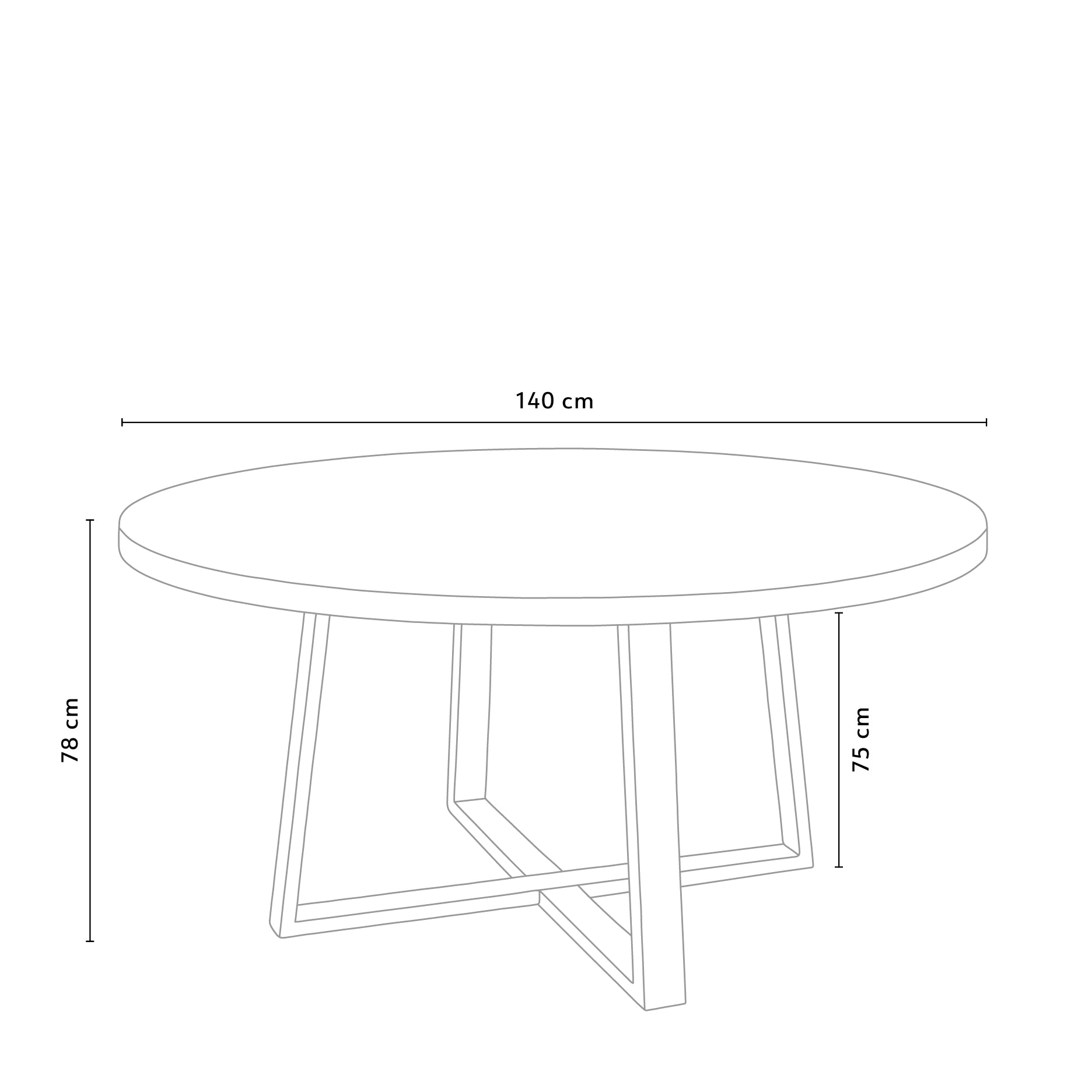 Grow sildebensspisebord, Ø140 cm